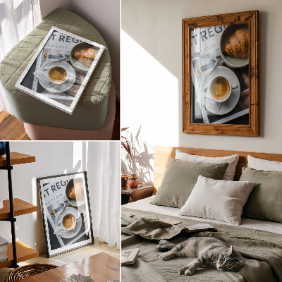 Kunstdruck leinwand Kaffee und ein Croissant