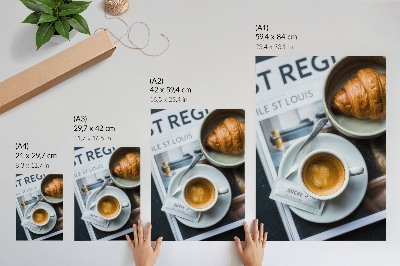 Kunstdruck leinwand Kaffee und ein Croissant