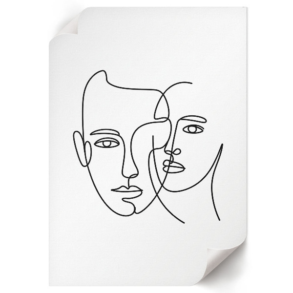 Poster mit Kunstdruck in Gesichtslinienkunst