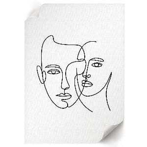 Poster mit Kunstdruck in Gesichtslinienkunst
