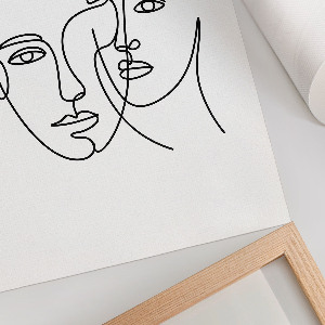 Poster mit Kunstdruck in Gesichtslinienkunst