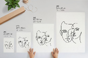 Poster mit Kunstdruck in Gesichtslinienkunst