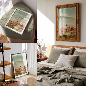 Kunstdruckposter mit Sommerblumenmotiv