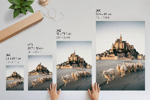 Poster-Kunstdruck mit Motiv Schafe und Burg