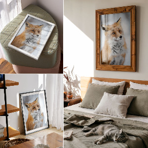 Wandposter mit Winterfuchs-Motiv