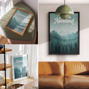 Poster auf Leinwand mit Berglandschaft