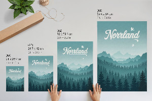 Poster auf Leinwand mit Berglandschaft