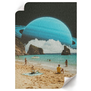 Kunstdruckposter mit Weltraumstrand-Motiv