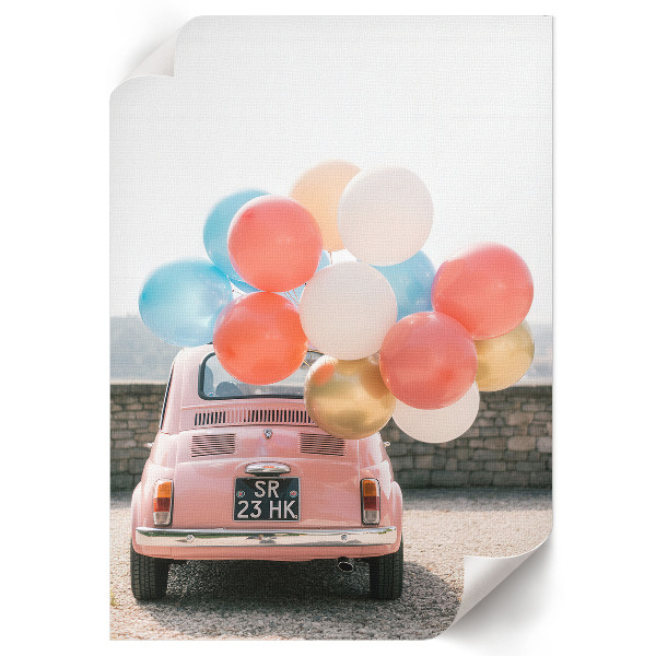 Retro-Poster mit Auto und Ballons