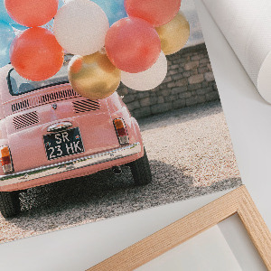 Retro-Poster mit Auto und Ballons