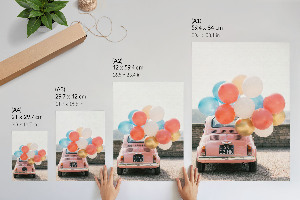 Retro-Poster mit Auto und Ballons