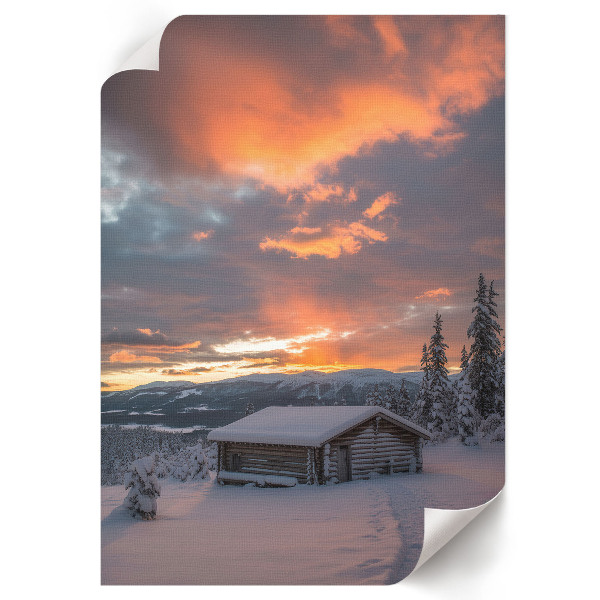 Wandposter mit Winterlandschaft