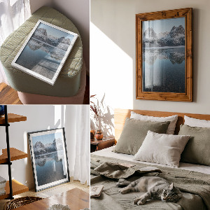 Kunstdruck auf Leinwand mit Motiv eines Bergsees