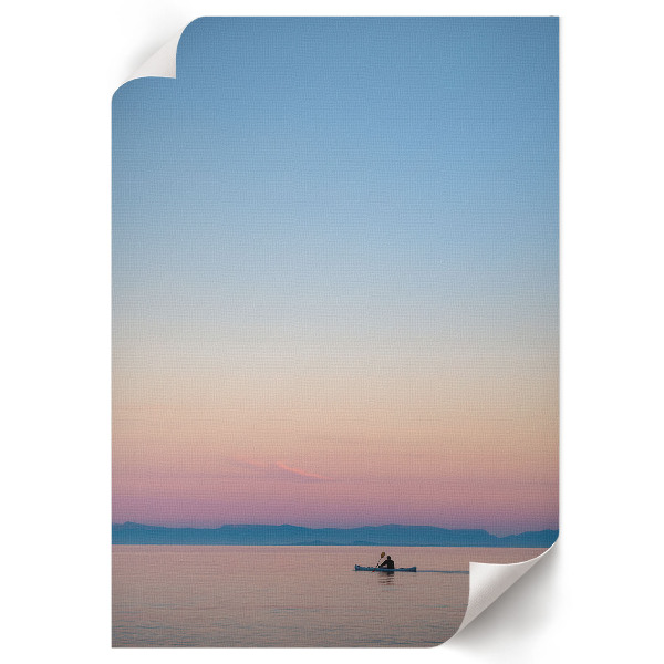 Poster auf Leinwand mit Kajak und Sonnenuntergang