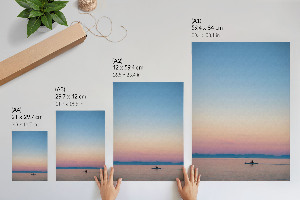 Poster auf Leinwand mit Kajak und Sonnenuntergang