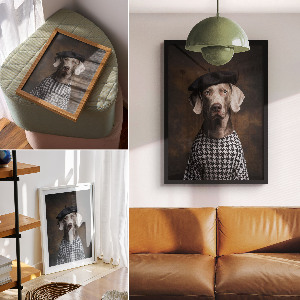 Poster auf Leinwand mit künstlerischer Hundedarstellung