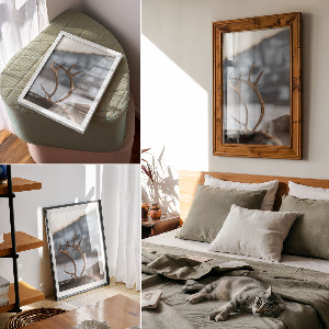 Poster Kunstdruck mit Winterrentier-Motiv