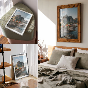 Wandposter mit Motiv einer Bergsiedlung