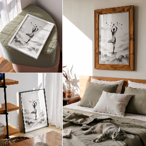 Kunstdruck auf Leinwand mit Yoga-Illustration