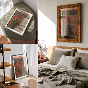 Kunstdruck auf Leinwand mit Motiv Mohn und Getreide