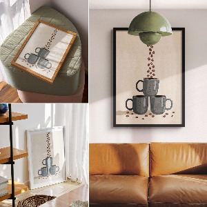 Retroposter mit Kaffeetassen-Motiv