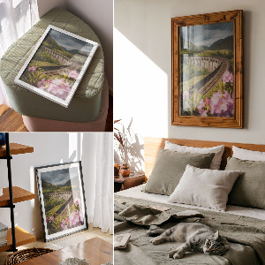 Bilderposter mit friedlicher Landschaft