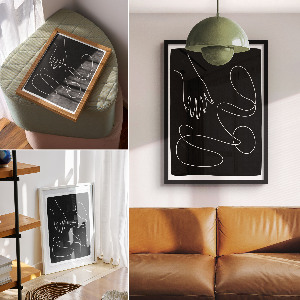 Abstraktes Wandposter mit Linienmotiv