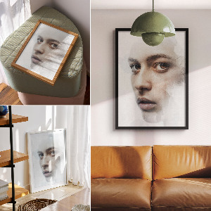 Poster-Kunstdruck mit einem subtilen Gesichtsmotiv