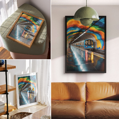 Poster leinwand U-Bahn und Regenbogen