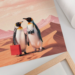 Kunstdruck-Poster „Pinguine in der Wüste“
