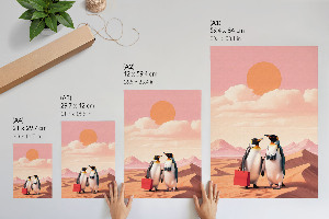 Kunstdruck-Poster „Pinguine in der Wüste“