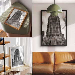 Kunstdruck auf Leinwand mit Hochhaus-Motiv