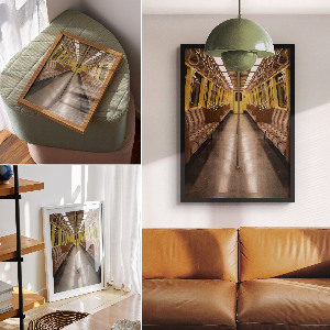 Poster auf Leinwand mit gelber Metro-Illustration