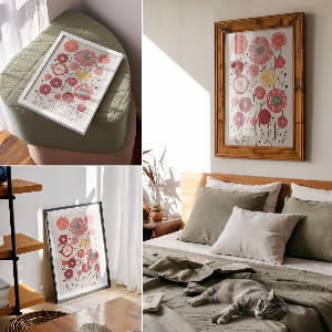 Kunstdruck-Poster mit Blumenillustration