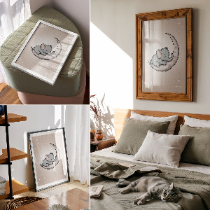 Poster auf leinwand Elefant auf dem Mond