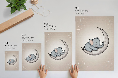 Poster auf leinwand Elefant auf dem Mond