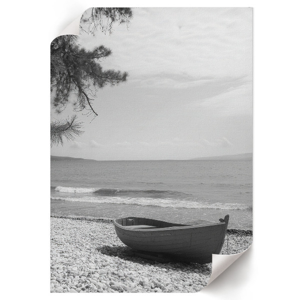 Kunstdruck-Poster mit Strand- und Bootsmotiv