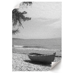 Kunstdruck-Poster mit Strand- und Bootsmotiv