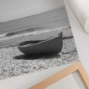 Kunstdruck-Poster mit Strand- und Bootsmotiv