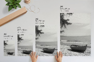 Kunstdruck-Poster mit Strand- und Bootsmotiv