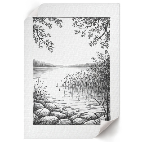 Retro plagát Náčrt jazera