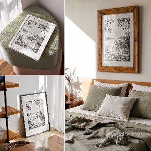 Retro plagát Náčrt jazera