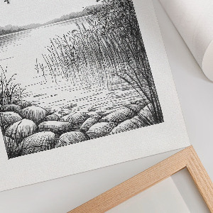 Retro plagát Náčrt jazera