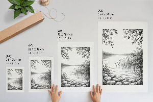 Retro plagát Náčrt jazera