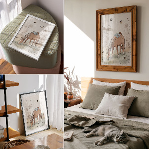 Poster kunstdruck Zeichnung eines Pferdes