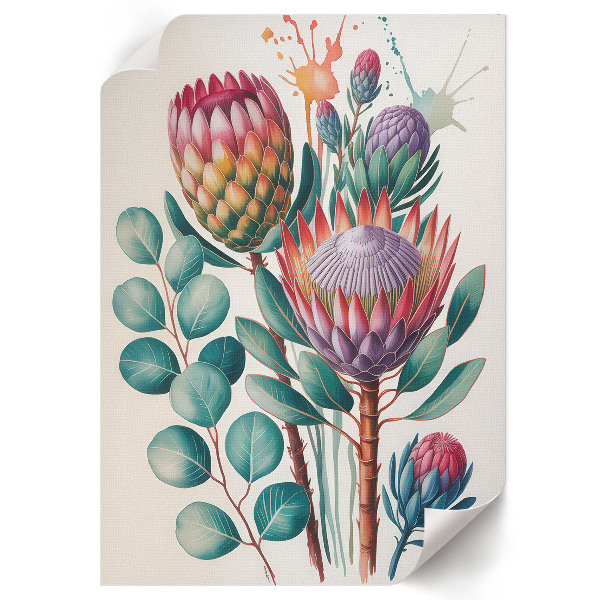 Poster Kunstdruck mit Blumenillustration