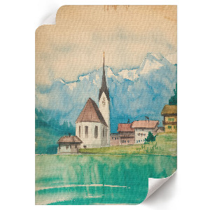 Poster auf Leinwand mit Motiv einer Bergkirche