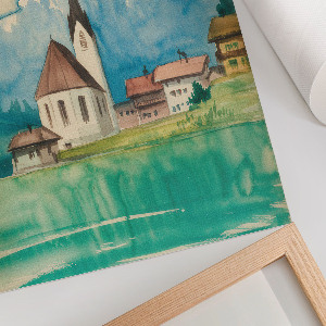 Poster auf Leinwand mit Motiv einer Bergkirche