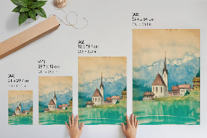 Poster auf Leinwand mit Motiv einer Bergkirche