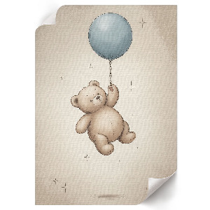 Poster auf Leinwand mit Motiv eines Teddybären, der einen Luftballon hält